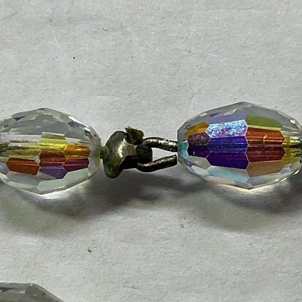 Vintage Laguna Aurora Borealis Crystal Bead Necklace Faceted AB Glass Graduated